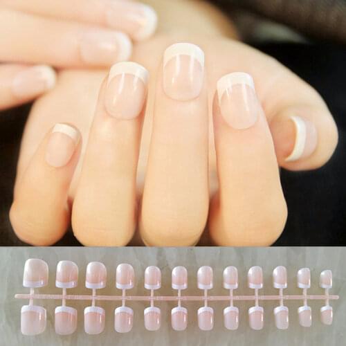 5 Kits Detachable French Nail Tips Full Cover Acrylic False Nails Short Artificial Fake Nails Art Press On Nails Fingernails