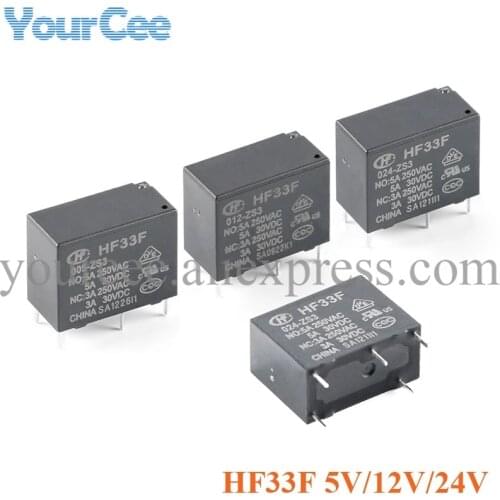 5PCS Relays 5V 12V 24VDC HF33F 005-ZS3 012-ZS3 024-ZS3 5Pins 5A Relay Module