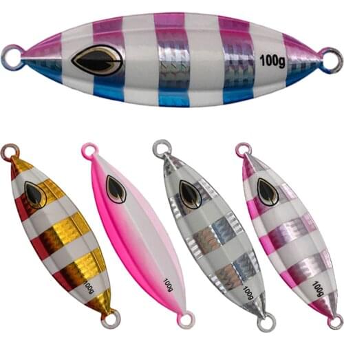 5PCS Deep Zea Jigging Glow Zebra Fishing Ocean Boat Rock Beach Slow Jig Jigbait Spoon Lure Baits 40/60/80/100/150/200g