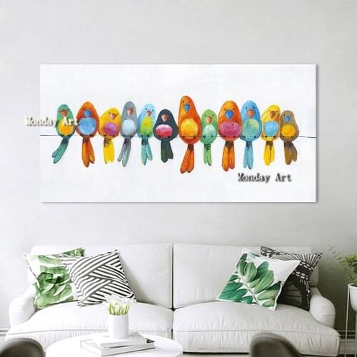 Large Size Hand Painted parrots Animals Oil Painting on Canvas bird Wall Picture Poster artwork picture For Home Decor No Framed