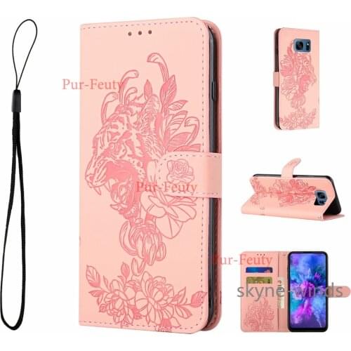 Case for Samsung Galaxy S7 Edge leather tiger embossing stand phone holder flip wallet cover coque fundas casing for SM S7Edge
