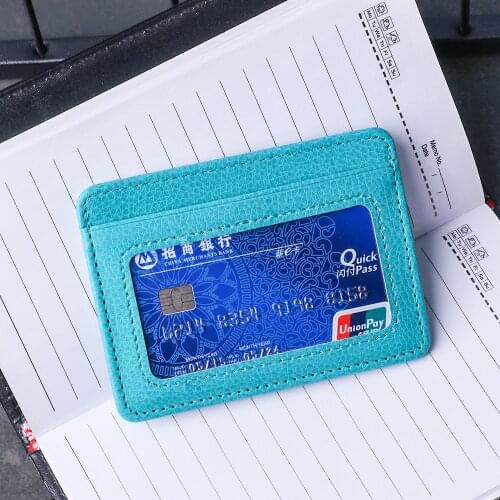 Small Mini Travel Lizard Pattern Leather Bank Business Id Card Holder Wallet Case For Men Women With Id Window Litchi Pattern