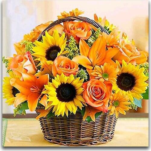 Colored Flowers Pre-Printed 11CT Cross-Stitch Embroidery Patterns DMC Threads Handmade Hobby Painting Handicraft Promotions