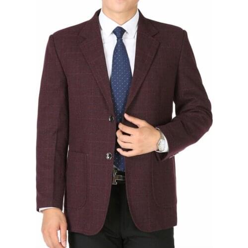 Business mens casual suit middle-aged jacket men blazer masculino slim fit casaco jaqueta masculina wine red coats man clothes