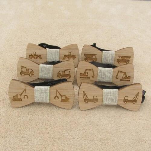 Children Wooden Bow Tie Baby Boy Kid Construction Car Neck Tie Bowknot Dot Cravate Enfants Gift for boys