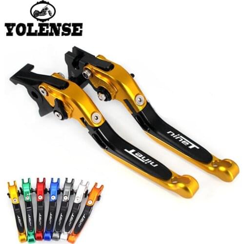 For BMW R Nine T R nineT RninT RNINET 2014-2016 Motorcycle Accessories Folding Extendable Brake Clutch Levers LOGO nineT