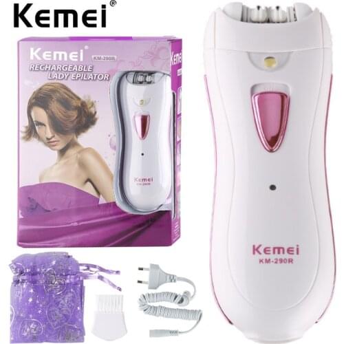 Kemei Women Epilator Hair Remover Mini Rechargeable Professional Electric Female Depilatory Use For Full Body Travel Essentials