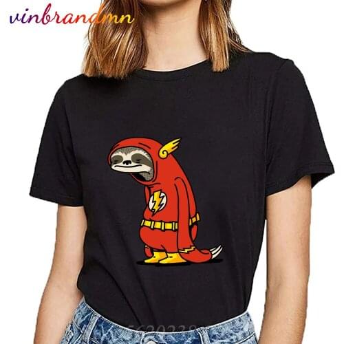 Hot Sale flash design Sloth Print T shirt Women Animals Sloth Creative Tshirt Lady Hipster Hip Hop Streetwear Tee Shirts Femme