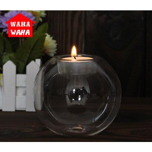 Crystal Glass Candlestick with Candle Wedding Bar Party Candlestick Home Living Room Restaurant Holiday Decoration Ornaments