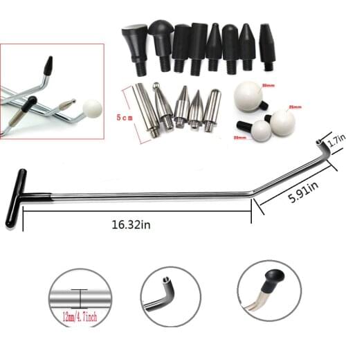 PDR Tools Paintless Dent Repair Tool Rods Tools Dent Puller Car Dent Removal with Replaceable Repair Head
