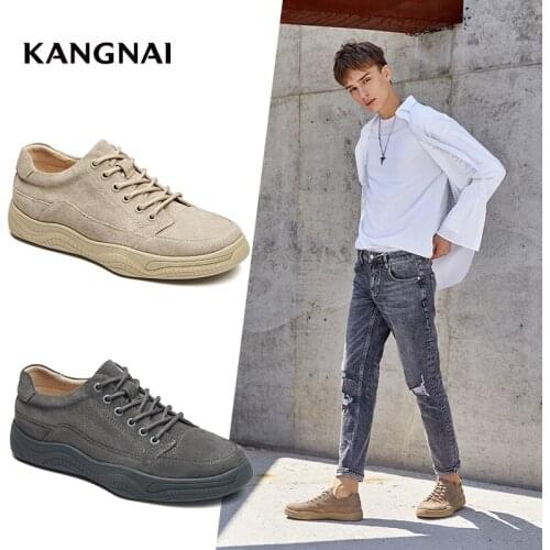 KANGNAI Men Shoes Casual Shoes Autumn Lace-Up Fashion Sneakers Comfortable Outdoor Work Shoes Man 2020