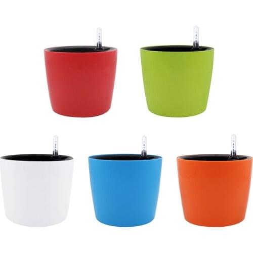 Round Self Watering Planter for Indoor and Outdoor, Planter Includes Water Level Indicator Gauge