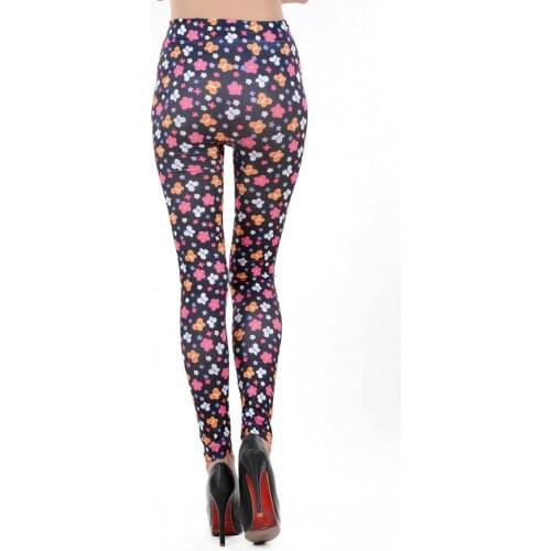 ML7606 Fresh Womens 2014 Sexy Fashion Seamless Skinny Stretch Colorful Flowers Print Floral Leggings