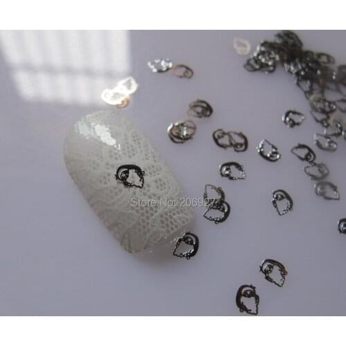 MS160-1 100pcs Silver Cute Christmas Santa Claus Metal Sticker Nail Art Metal Sticker Nail Art Decoration Non-adhesive Sticker