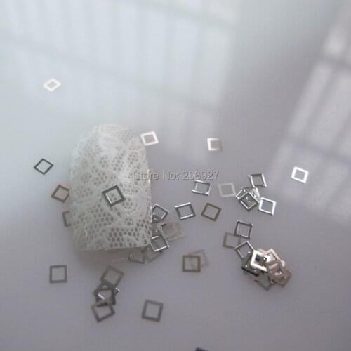 MS168-1 100pcs Silver Cute Square Metal Sticker Nail Art Metal Sticker Nail Art Decoration Non-adhesive Sticker