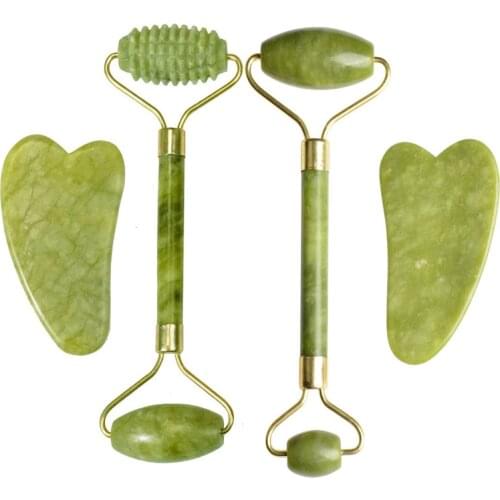 Jade Stone Roller Eyes Facial Massage Kits Skin Face Guasha Relax Tools Eyeball Neck Body Facial Massage for Mothers Day Gift