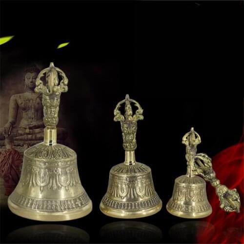 Nepal Brass Five-Strand Vajra Bell Pestle Dharma Utensils Pure Copper Rattles Buddhist Puja Supplies Vajra Dorje Bell Craft Gift