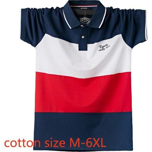 New Fashion Cotton High Quality Large Short Sleeve Thin Casual Turn-down Collar Striped Knitted T Shirt Plus Size MLXL2XL3XL-6XL