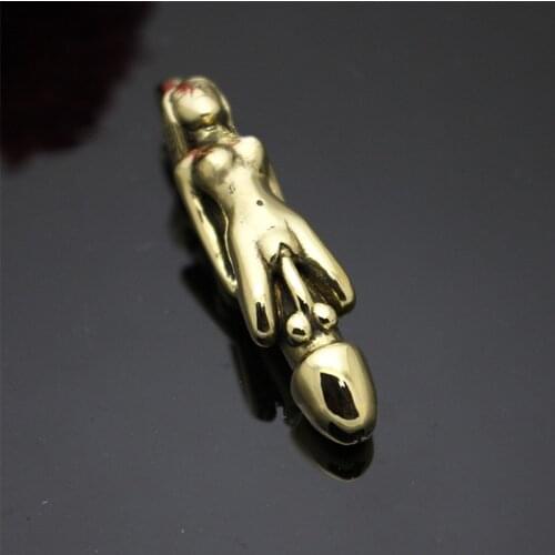 New!!! Brass Nude Female Fun Pure Brass JJ Key Ring Pendant Fine Copper Throw Personality Pendant DIY Creative factory