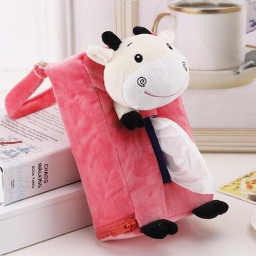 New Arrival Cute Cartoon Seat Back Hanging Tissue Towel Storage Bag Creative Car Drawer Interior Supplies