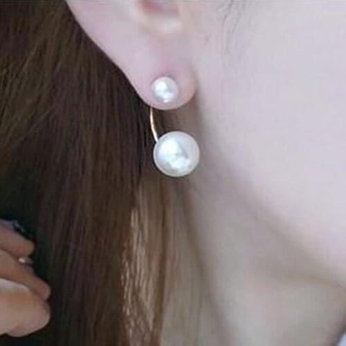New Two Wear Ways Brinco Boucle Bijoux Double Imitation Pearl Stud Earrings For Women Wedding Girl Jewelry