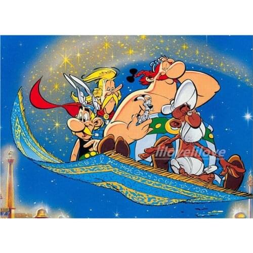 Full Square Round Crystal Mosaic DIY 5D Diamond Painting Asterix Chez Diamond Embroidery Cartoon Pictures Home Decoration DF67