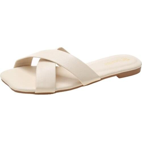 Women Sandals Flip Flops Slippers Flats Shoes Summer Fashion Square Toe Wedges Outdoor Slides Lady Casual Female Comfortable