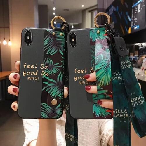 Pretty Case For iphone 7 8 plus X Xs max XR 11 12 13 pro max SE 2020 12mini cover Soft TPU Wrist Strap Phone Holder Case coque