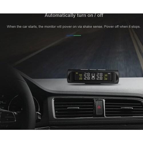 AU04 -Solar Power Car TPMS Wireless Tire Pressure Monitor Alarm System LCD Display