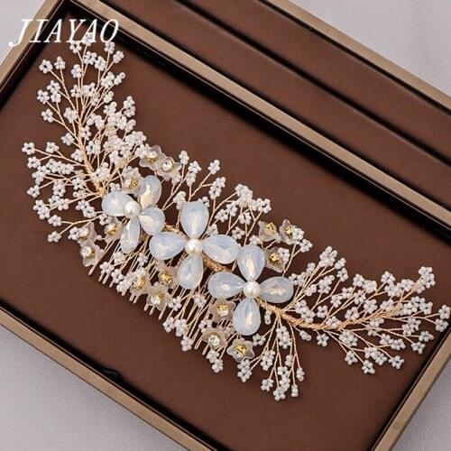 Wedding Hair Comb Crystal Flower Pearl Bridal Hair Accessories Ladies Hair Jewelry Bride Tiara Comb Headband Bridal Headpiece