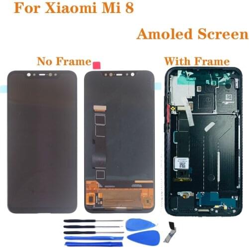Amoled Display For Xiaomi Mi 8 Mi8 LCD Display Touch Screen Digitizer Assembly For Xiaomi Mi 8 M1803E1A Screen With Frame