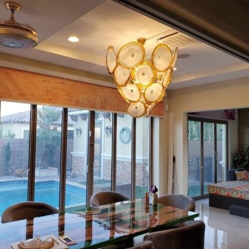 GIRBAN Gold Glass Chandelier Modern Living Room Decoration Chandeliers Staircase Kitchen Accessory Lights Hanging Lamps for Room