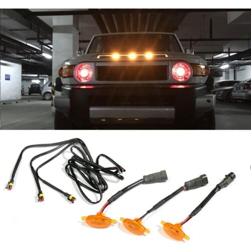 1 Set Amber LED Front Bumper Grille DRL Daytime Running Lights Fit for Toyota FJ Cruiser 2007 2008 2009 2010 2011 2012 2013 2014