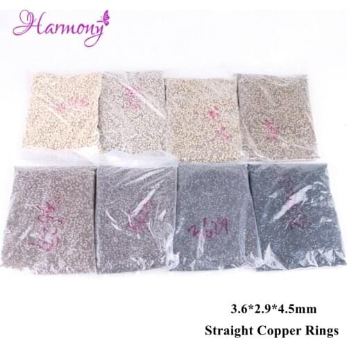 10000pcs/lot 3.6*2.9*4.5mm Straight copper micro tubes No flared micro rings links for I tip hair 8 colors options
