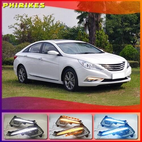 2Pcs DRL fog lamp cover Daytime Running Lights headlight 12V Daylight For Hyundai Sonata 8 2013 2014