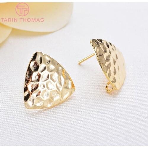 10 pieces 17 * 17 mm 24 K Gold Plated Brass Champagne color Medium Hole Beads Jewelry Accessories Earring Hooks