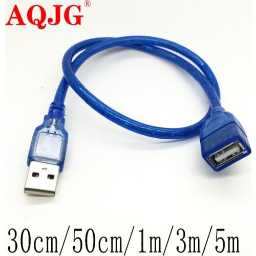 30cm High Speed USB 2.0 Extension Cable Transparent Blue Male To Female USB Extension Cord Copper Core USB Short Cable
