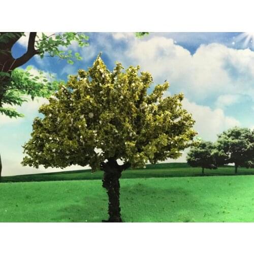 5pcs 9-12cm yellow green and white color tree model mini tree layout model wire tree