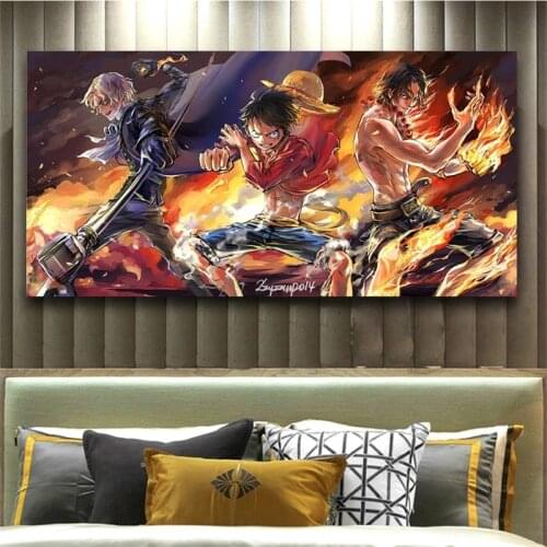 Anime One Piece Poster Luffy Zoro Ace Canvas Painting Mural Living Room Bedroom Home Wall Decoration