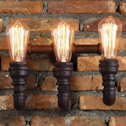 Loft Industrial 2/3 lights black Water pipe retro wall lamp Vintage E27/E26 LED sconce for living room bedroom restaurant bar