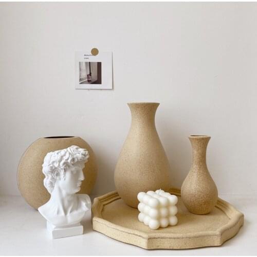 Cutelife INS Nordic Round Small Wooden Table Vase Decoration Home Office Living Room Flower Vase Wedding Plant Arrangement Vase