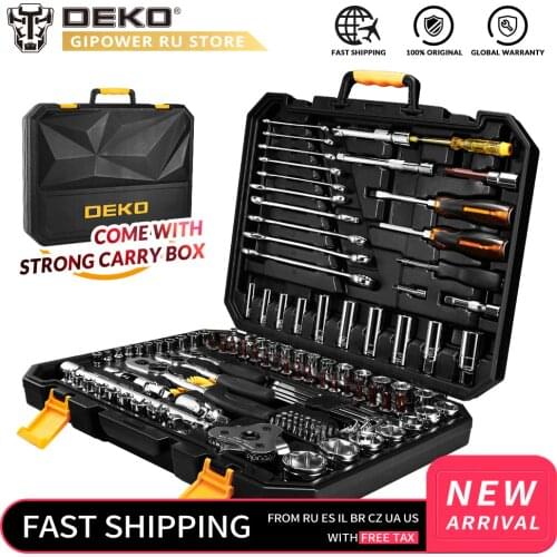 DEKOPRO 140 Pcs Professional Car Repair Tool Set Auto Ratchet Spanner Screwdriver Socket Mechanics Tools Set W/ Blow-Molding Box