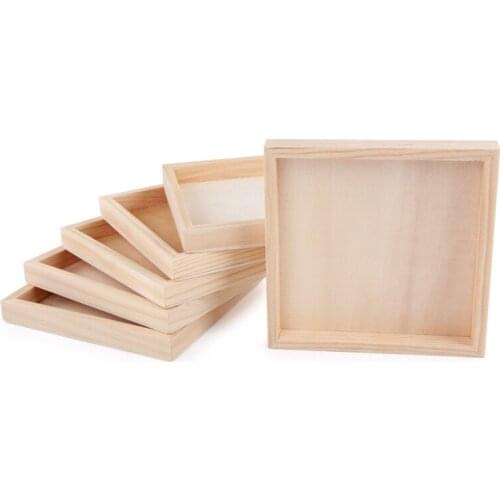 Wood Plate Toy 12 cm X 12 cm Kids 6-Sided Painting Building Blocks Woodeen Pallet Learning Education Tool