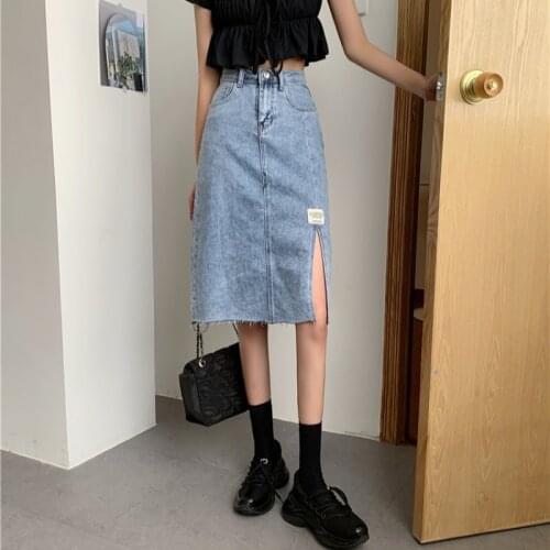 Cheap wholesale 2021 spring summer autumn new fashion casual sexy women Skirt woman female OL long skirt denim skirt Vy738