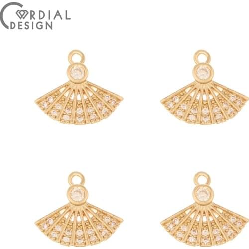 Cordial Design 50Pcs 13*14MM Jewelry Accessories/Hand Made/Pendant/Fan Shape/DIY Jewelry Making/CZ Charms/Earring Findings