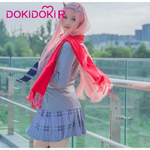 DokiDoki-R Anime Cosplay DARLING in the FRANXX Zero Two 02 Cosplay Costume CODE 002 School Uniform Women Costume Zero Two
