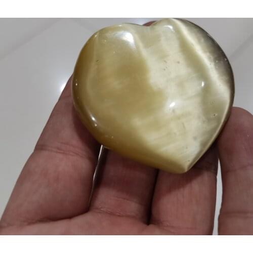 90g Crystal Carving Heart Beautiful Colorful Cats Eye Stone Heart Shape Stone Palm Healing Love Fertility Gemstone