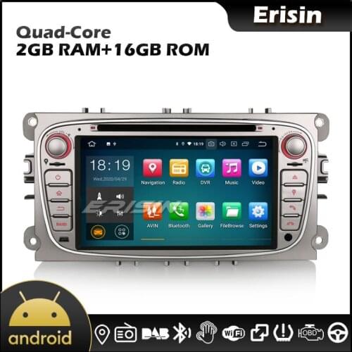 Erisin EU Stock 5109 7" Android 10.0 DVD GPS 4G Wifi DAB Carplay Car Autoradio for FORD Mondeo Focus S-Max C-Max Galaxy