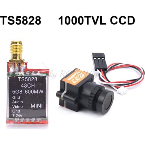 FPV 1000TVL 1/3 CCD 110 Degree 2.8mm Lens FPV Camera NTSC PAL Switchable + TS5828 48CH 600mW Transmitter for FPV RC Racing Drone
