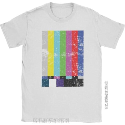 Vintage TV Test Lines T-Shirts For Men Crew Neck Cotton T Shirt Big Bang Theory Classic Short Sleeve Tee Shirt Printing Clothing